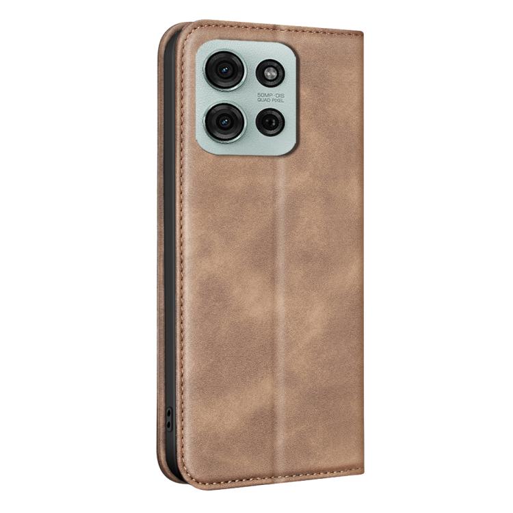 For Motorola Moto G75 5G BINFEN COLOR Calfskin Texture Magnetic RFID Vegan Leather Phone Case