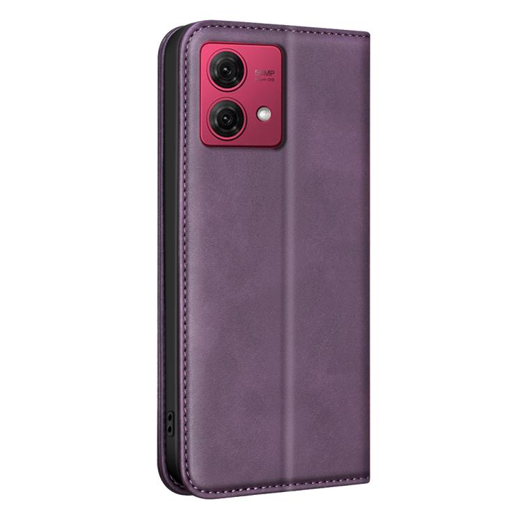 For Motorola Moto G84 5G BINFEN COLOR Calfskin Texture Magnetic RFID Vegan Leather Phone Case