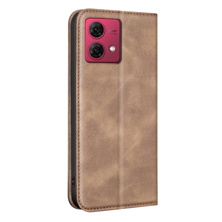 For Motorola Moto G84 5G BINFEN COLOR Calfskin Texture Magnetic RFID Vegan Leather Phone Case