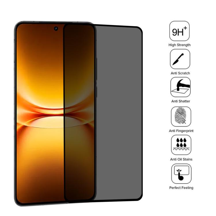 For vivo iQOO 15T 5G Full Cover Anti-peeping Tempered Glass Film, Support Fingerprint Unlocking