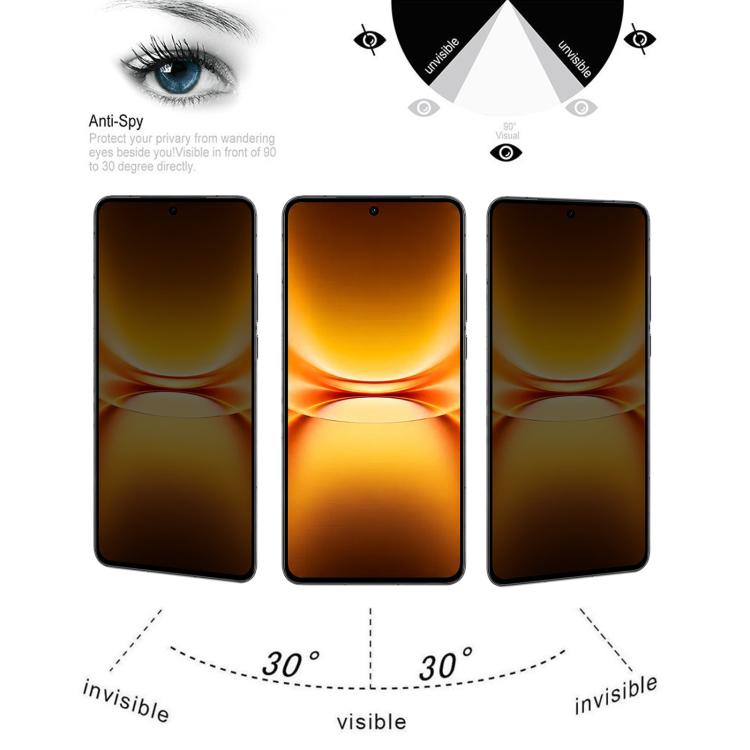 For vivo iQOO 15T 5G Full Cover Anti-peeping Tempered Glass Film, Support Fingerprint Unlocking