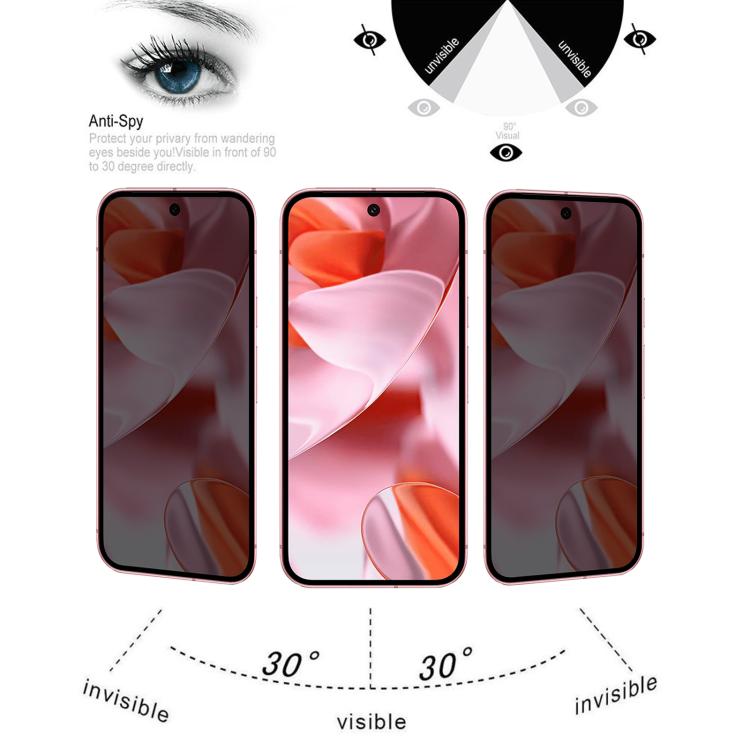 For Google Pixel 9 High Transparency Full Cover Anti-spy Tempered Glass Film, Support Fingerprint Unlocking
