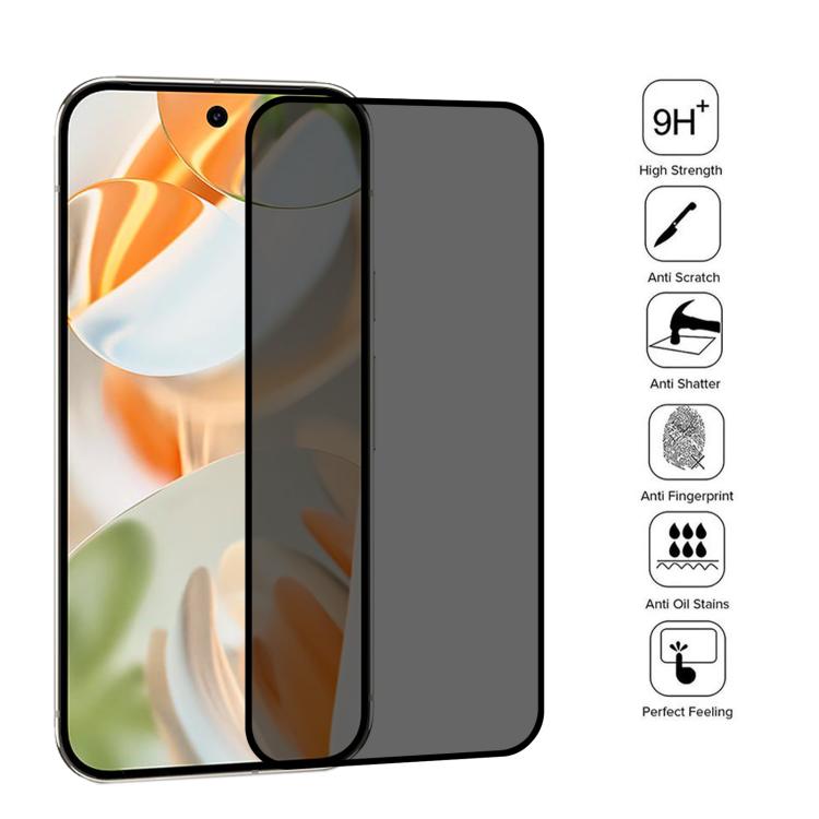 For Google Pixel 9 Pro High Transparency Full Cover Anti-spy Tempered Glass Film, Support Fingerprint Unlocking