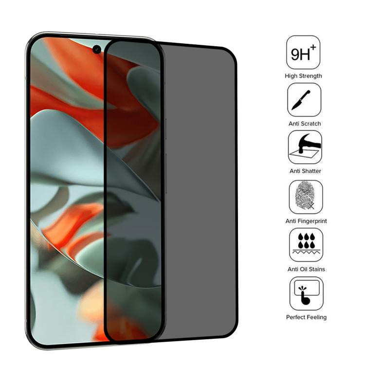 For Google Pixel 9 Pro XL High Transparency Full Cover Anti-spy Tempered Glass Film, Support Fingerprint Unlocking