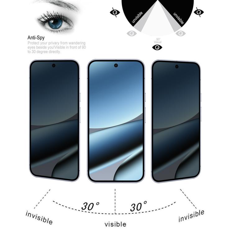 For Google Pixel 10 Pro XL High Transparency Full Cover Anti-spy Tempered Glass Film, Support Fingerprint Unlocking