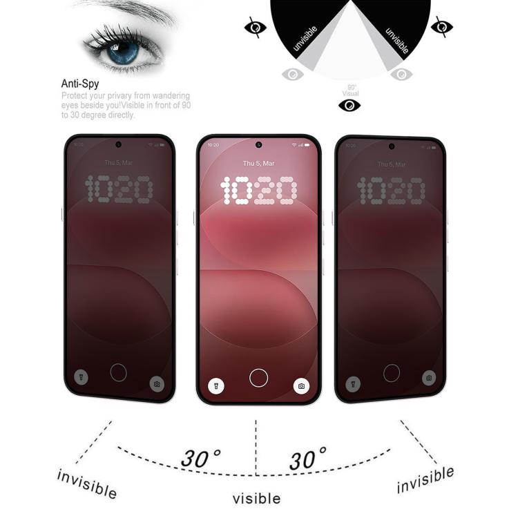 For Nothing Phone 4a Pro 25pcs High Transparency Full Cover Anti-spy Tempered Glass Film, Support Fingerprint Unlocking