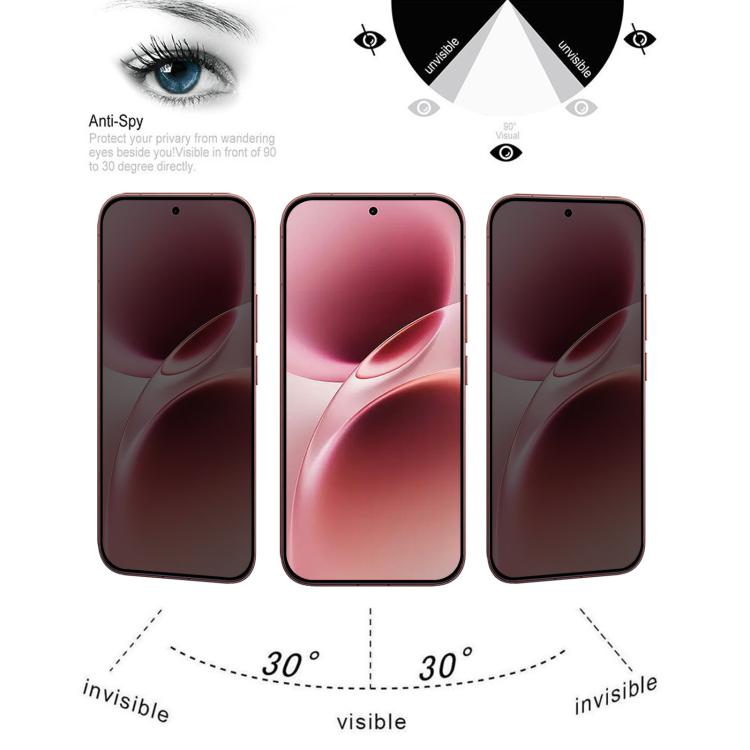 For vivo V70 25pcs High Transparency Full Cover Anti-spy Tempered Glass Film, Support Fingerprint Unlocking