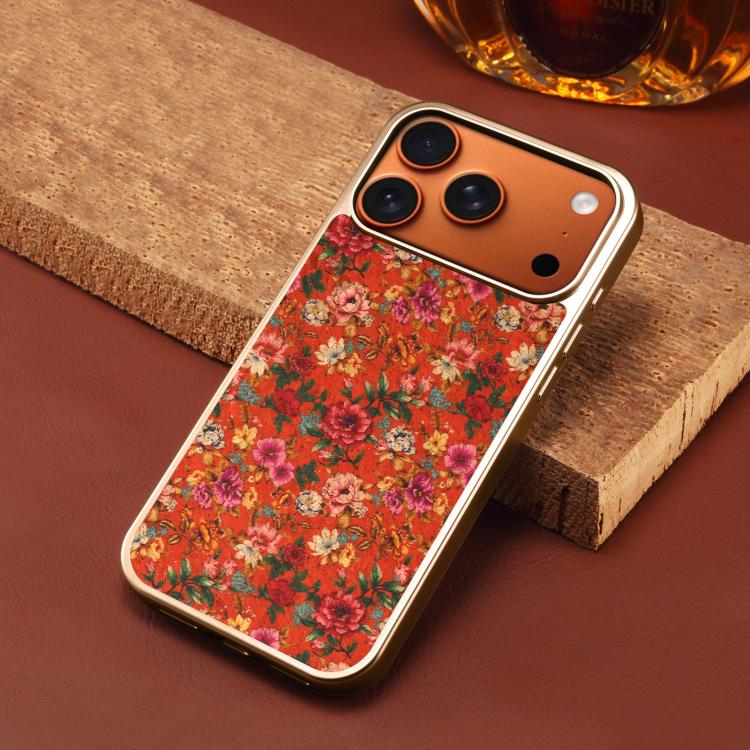 For iPhone 15 Plus / 14 Plus Denior Peony Series Electroplated Magnetic Phone Case