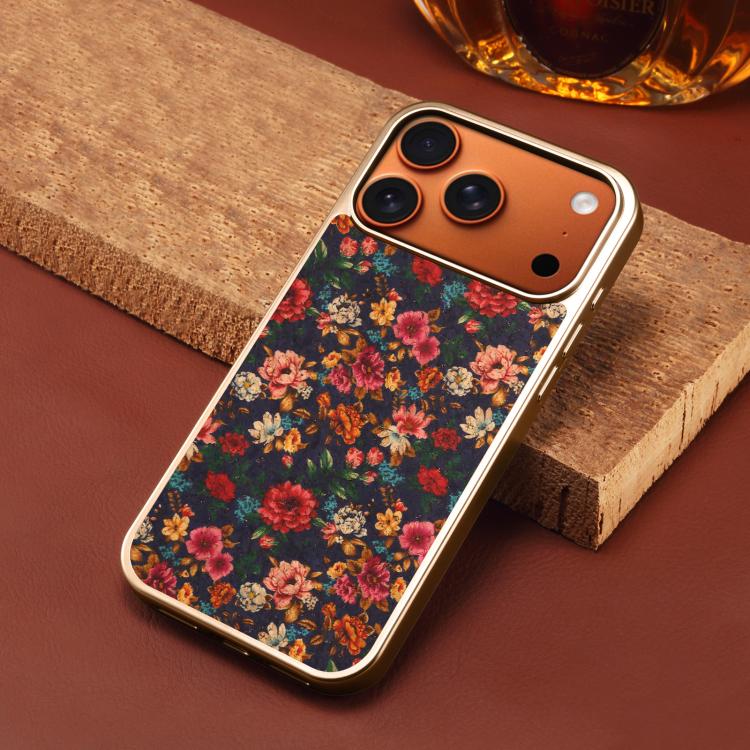 For iPhone 15 Denior Peony Series Electroplated Magnetic Phone Case