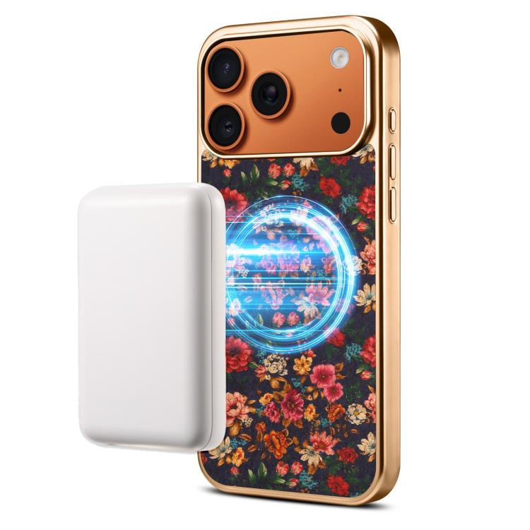 For iPhone 17 Pro Denior Peony Series Electroplated Magnetic Phone Case