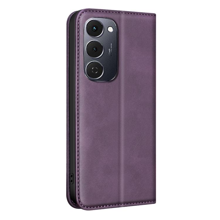 For Tecno Spark 40 Pro+ 4G BINFEN COLOR Calfskin Texture Magnetic RFID Vegan Leather Phone Case
