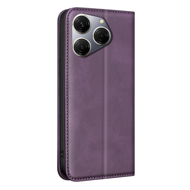 For Tecno Spark 20 Pro BINFEN COLOR Calfskin Texture Magnetic RFID Vegan Leather Phone Case