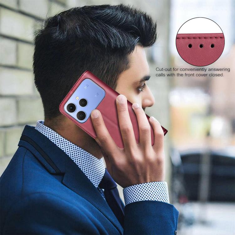 For Tecno Spark 40 4G BINFEN COLOR Calfskin Texture Magnetic RFID Vegan Leather Phone Case