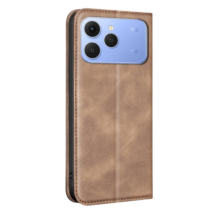 For Tecno Spark 40 4G BINFEN COLOR Calfskin Texture Magnetic RFID Vegan Leather Phone Case