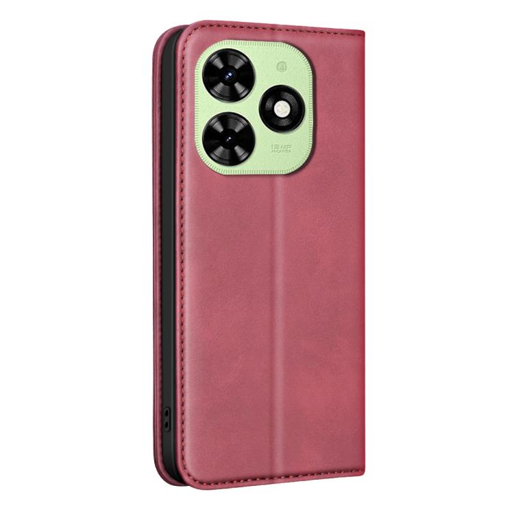 For Tecno Spark Go 2024 / Pop 8 BINFEN COLOR Calfskin Texture Magnetic RFID Vegan Leather Phone Case