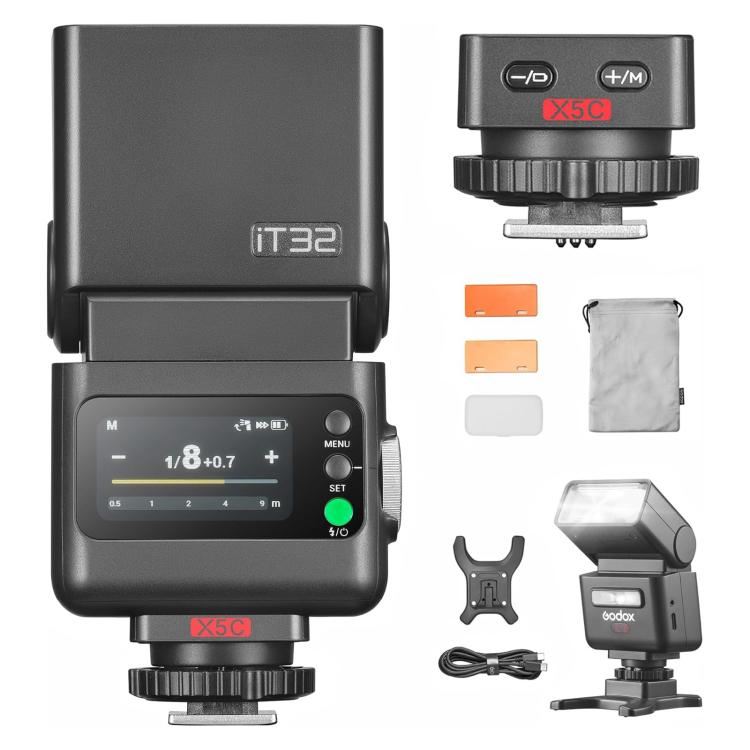 Godox iT32 iFlash Camera Flash & X5 TTL Wireless Flash Trigger For Canon - Black