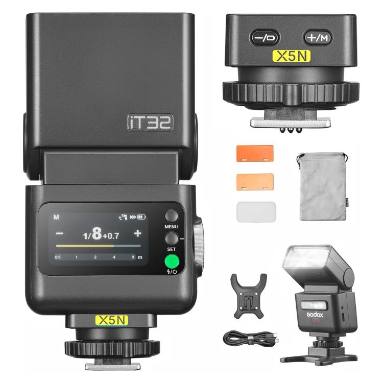 Godox iT32 iFlash Camera Flash & X5 TTL Wireless Flash Trigger For Nikon - Black
