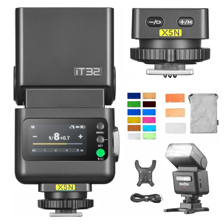 Godox iT32 iFlash Camera Flash & X5 TTL Wireless Flash Trigger with MA02 Magnetic Color Filters For Nikon - Black