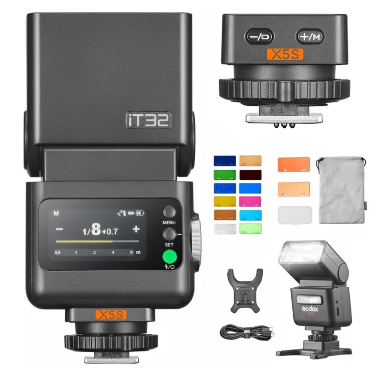 Godox iT32 iFlash Camera Flash & X5 TTL Wireless Flash Trigger with MA02 Magnetic Color Filters For Sony - Black