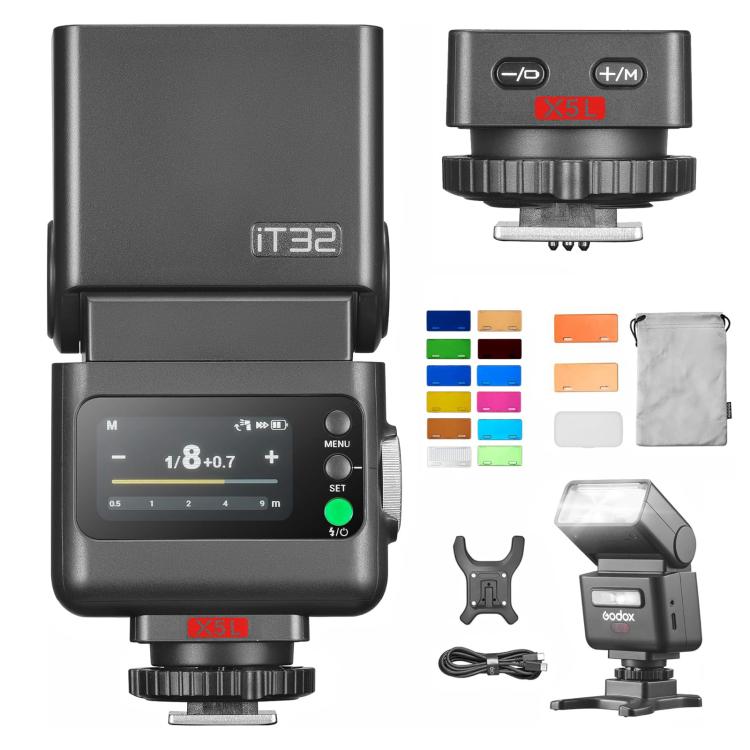 Godox iT32 iFlash Camera Flash & X5 TTL Wireless Flash Trigger with MA02 Magnetic Color Filters For Leica - Black
