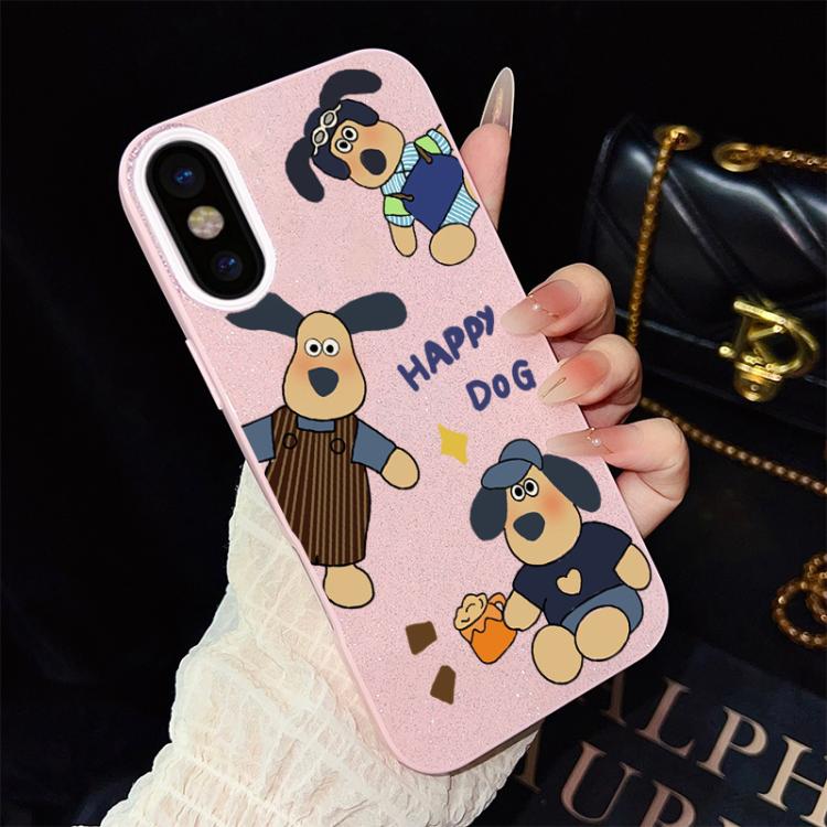 For iPhone XS Max Happy Dog Pattern IMD Glitter PC Hybrid TPU Phone Case