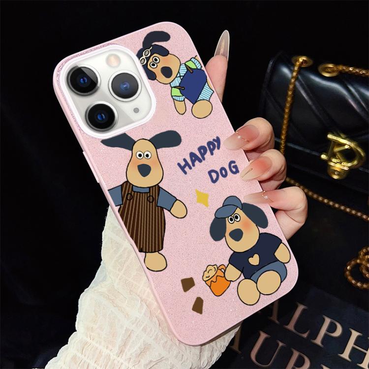 For iPhone 11 Pro Max Happy Dog Pattern IMD Glitter PC Hybrid TPU Phone Case