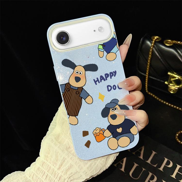 For iPhone Air Happy Dog Pattern IMD Glitter PC Hybrid TPU Phone Case