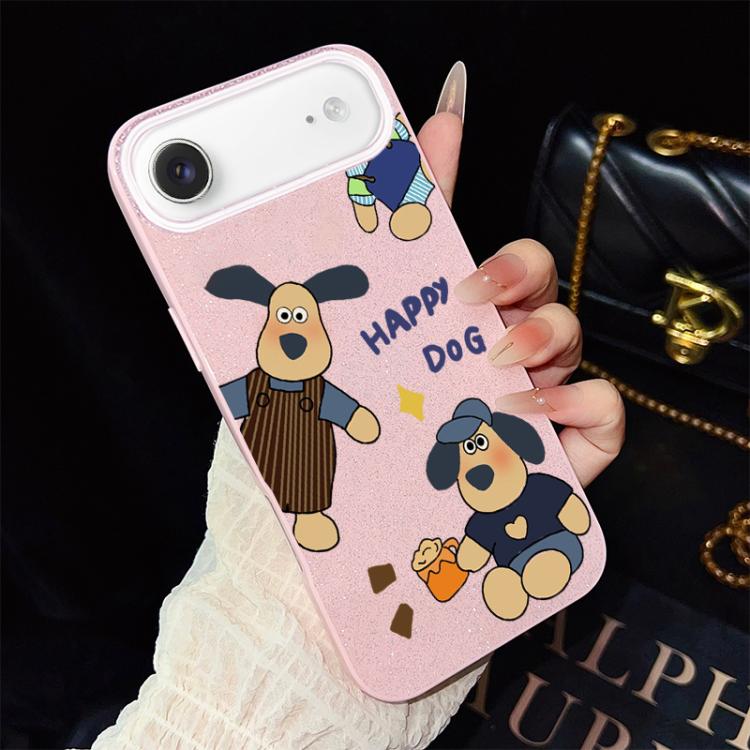 For iPhone Air Happy Dog Pattern IMD Glitter PC Hybrid TPU Phone Case