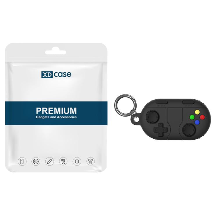 For Samsung Galaxy SmartTag2 XDcase Game Console Style Silicone Protective Case with Key Ring - Grey Black