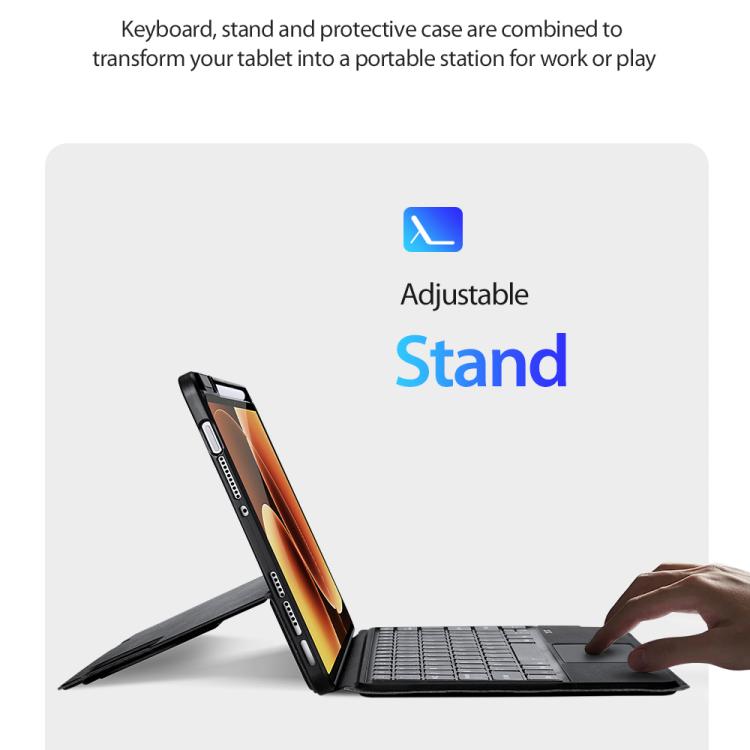 For Xiaomi Pad 8 / 8 Pro / 7 / 7 Pro DUX DUCIS DK Series Germany Layout Backlit Bluetooth Keyboard Case - Black