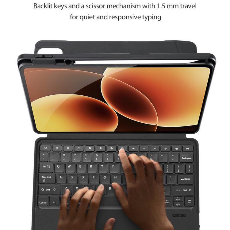 For Xiaomi Pad 8 / 8 Pro / 7 / 7 Pro DUX DUCIS DK Series Germany Layout Backlit Bluetooth Keyboard Case - Black