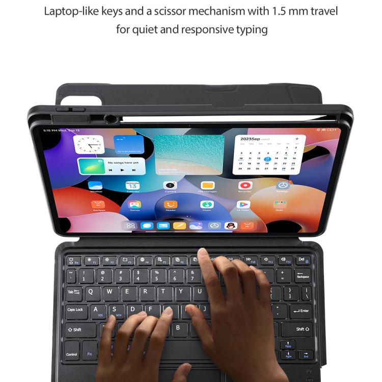 For Xiaomi Pad 6 / 6 Pro DUX DUCIS DK Series Korean Layout Backlit Bluetooth Keyboard Case - Black