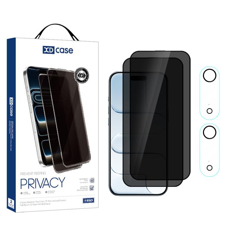 For iPhone Air XDcase 2 Pairs Anti-Peep Tempered Glass Screen Protector + Silkscreen Lens Protector
