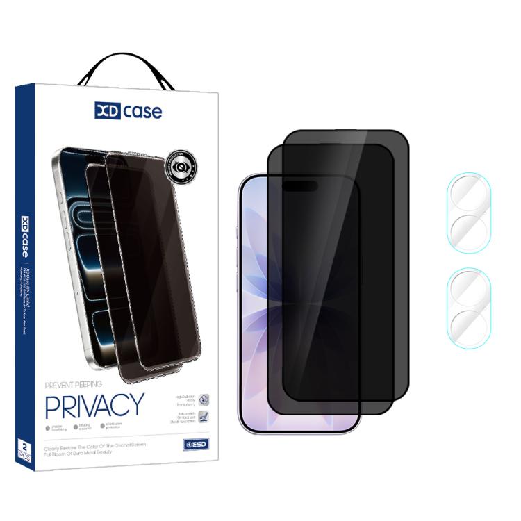 For iPhone 17 XDcase 2 Pairs Anti-Peep Tempered Glass Screen Protector + Transparent Lens Protector