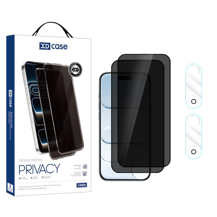 For iPhone Air XDcase 2 Pairs Anti-Peep Tempered Glass Screen Protector + Transparent Lens Protector