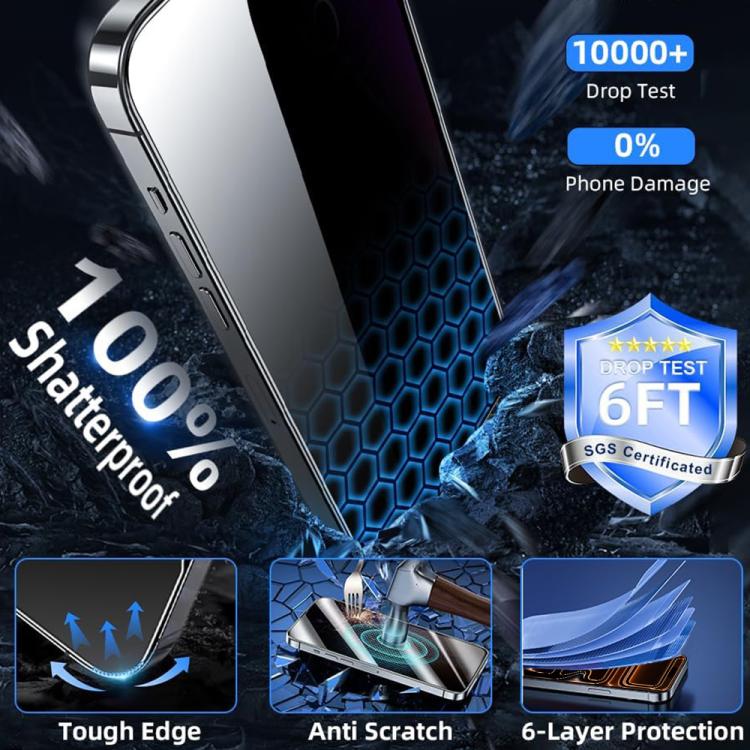 For iPhone 17 XDcase 2 Pairs Anti-Peep Tempered Glass Screen Protector + Transparent Lens Protector