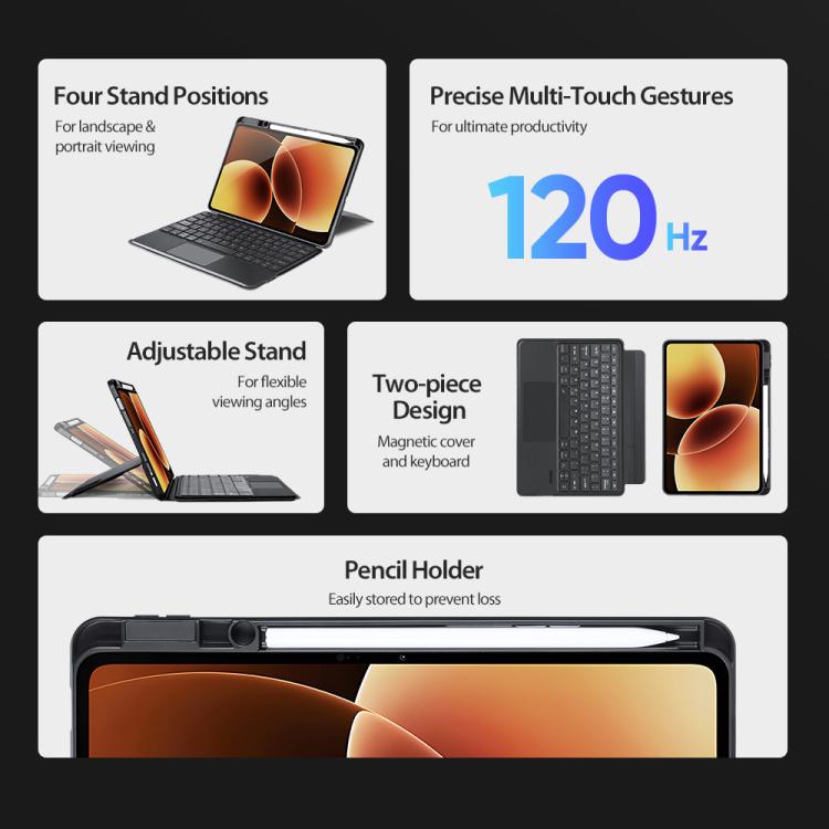 For Xiaomi Pad 8 / 8 Pro / 7 / 7 Pro DUX DUCIS DK Series Spanish Layout Backlit Bluetooth Keyboard Case - Black