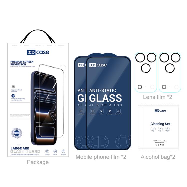 For iPhone Air XDcase 2 Pairs HD Tempered Glass Screen Protector + Silkscreen Lens Protector