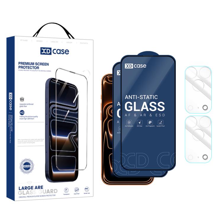 For iPhone 17 Pro Max XDcase 2 Pairs HD Tempered Glass Screen Protector + Transparent Lens Protector