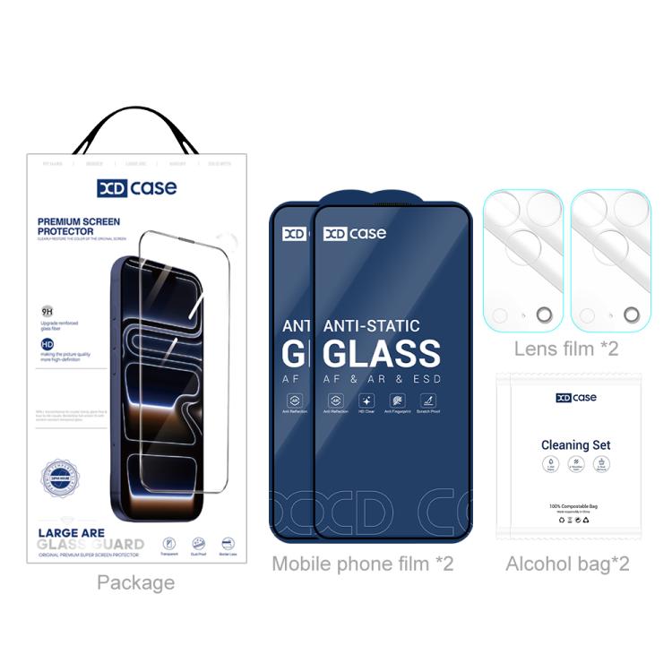 For iPhone 17 Pro Max XDcase 2 Pairs HD Tempered Glass Screen Protector + Transparent Lens Protector