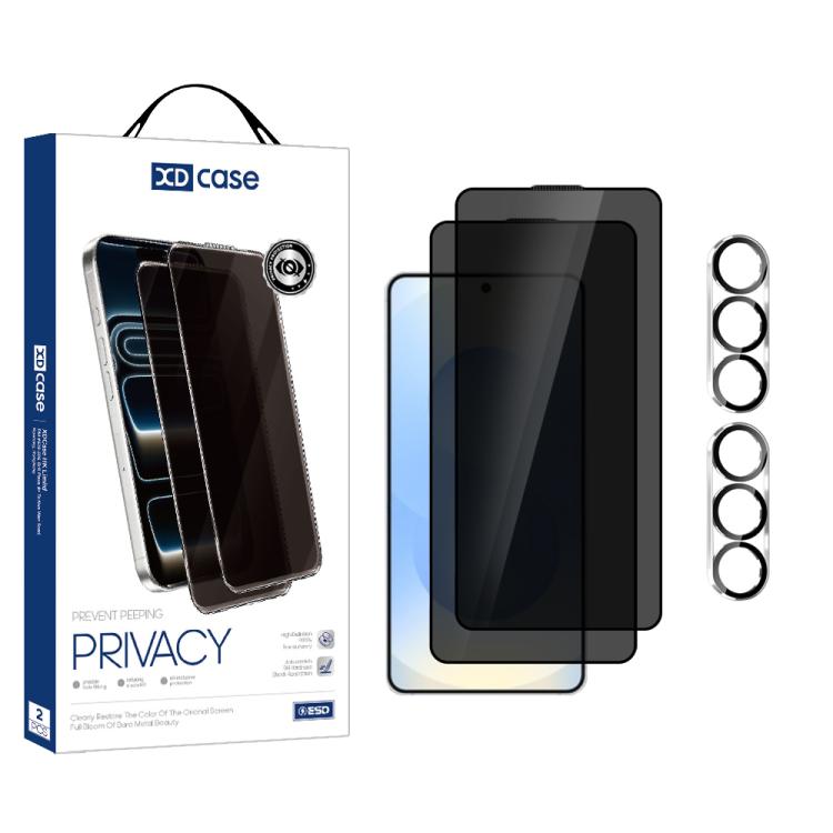 For Galaxy S26+ 5G XDcase 2 Pairs Anti-Peep Tempered Glass Screen Protector + Silkscreen Lens Protector