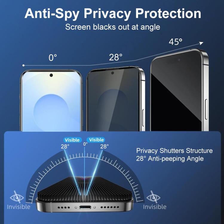 For Galaxy S26+ 5G XDcase 2 Pairs Anti-Peep Tempered Glass Screen Protector + Silkscreen Lens Protector