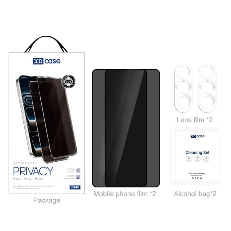 For Galaxy S26+ 5G XDcase 2 Pairs Anti-Peep Tempered Glass Screen Protector + Transparent Lens Protector
