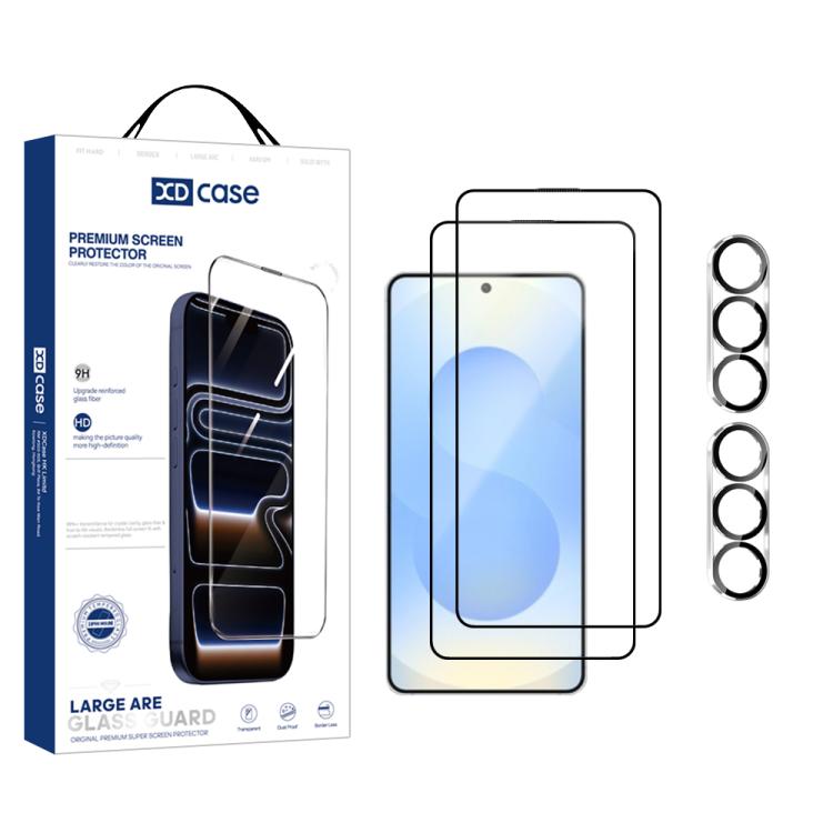 For Galaxy S26+ 5G XDcase 2 Pairs HD Tempered Glass Screen Protector + Silkscreen Lens Protector