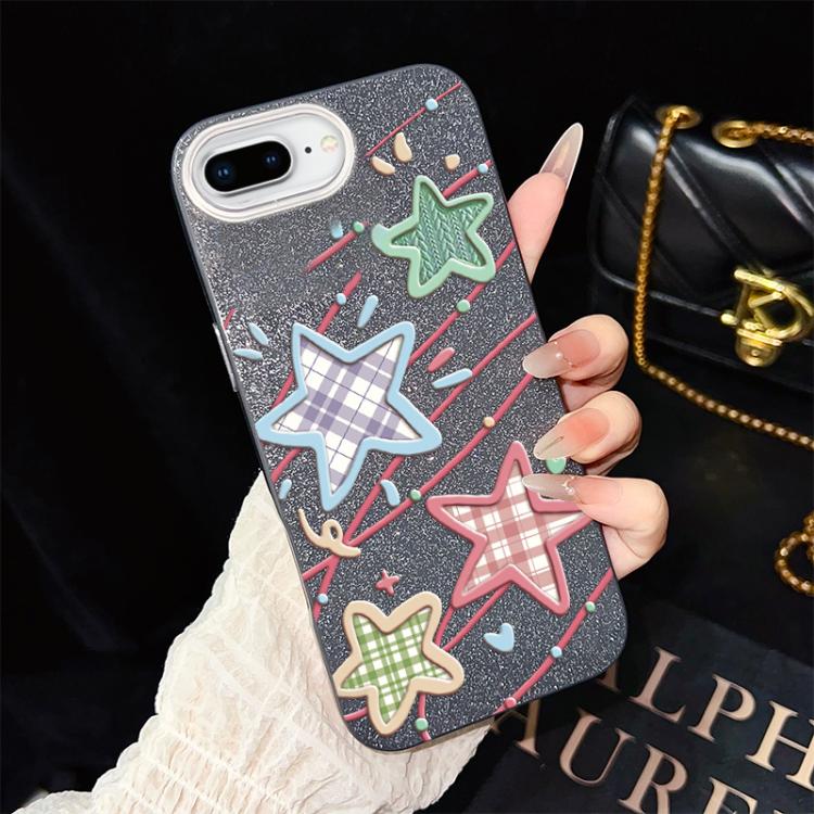 For iPhone 8 Plus / 7 Plus Stars Pattern IMD Glitter PC Hybrid TPU Phone Case