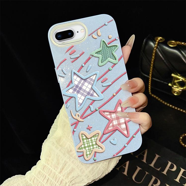 For iPhone 8 Plus / 7 Plus Stars Pattern IMD Glitter PC Hybrid TPU Phone Case