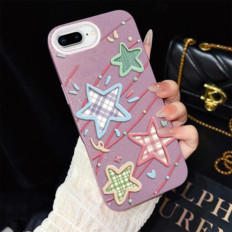 For iPhone 8 Plus / 7 Plus Stars Pattern IMD Glitter PC Hybrid TPU Phone Case