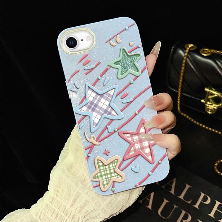 For iPhone SE 2022 / SE 2020 Stars Pattern IMD Glitter PC Hybrid TPU Phone Case