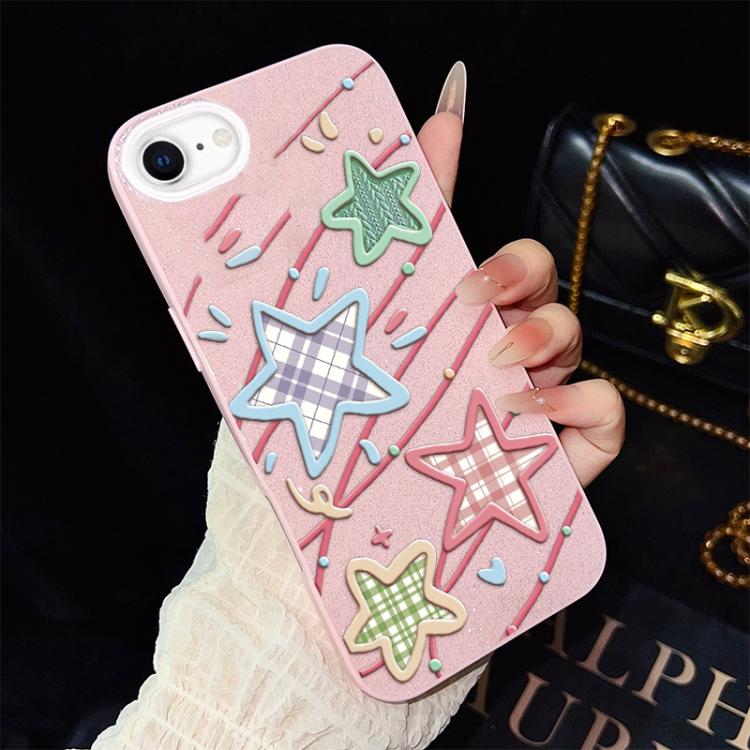 For iPhone SE 2022 / SE 2020 Stars Pattern IMD Glitter PC Hybrid TPU Phone Case