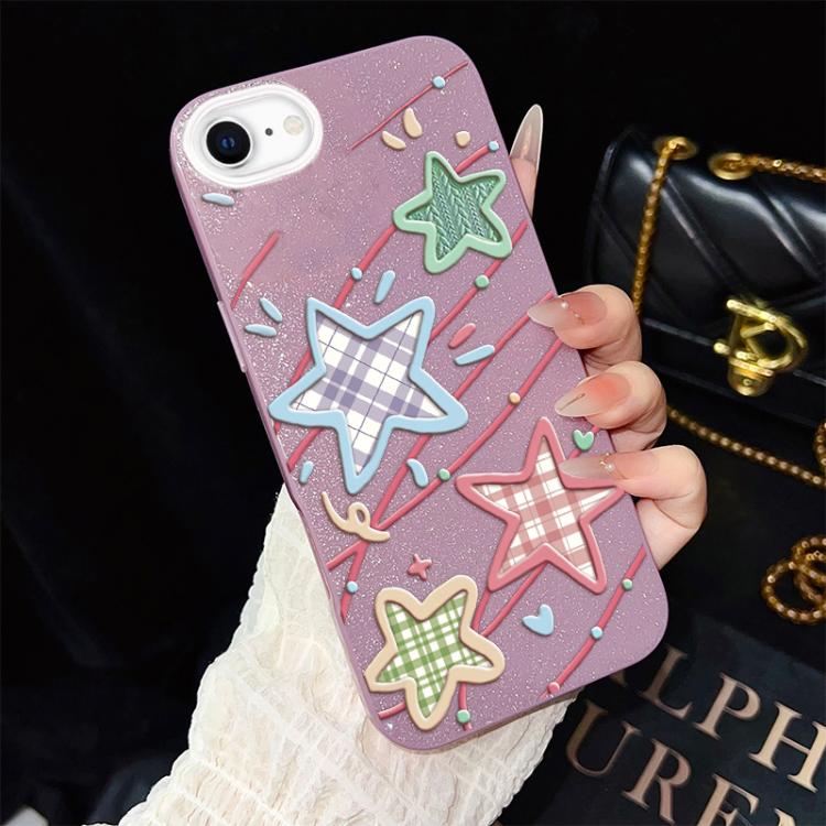 For iPhone SE 2022 / SE 2020 Stars Pattern IMD Glitter PC Hybrid TPU Phone Case